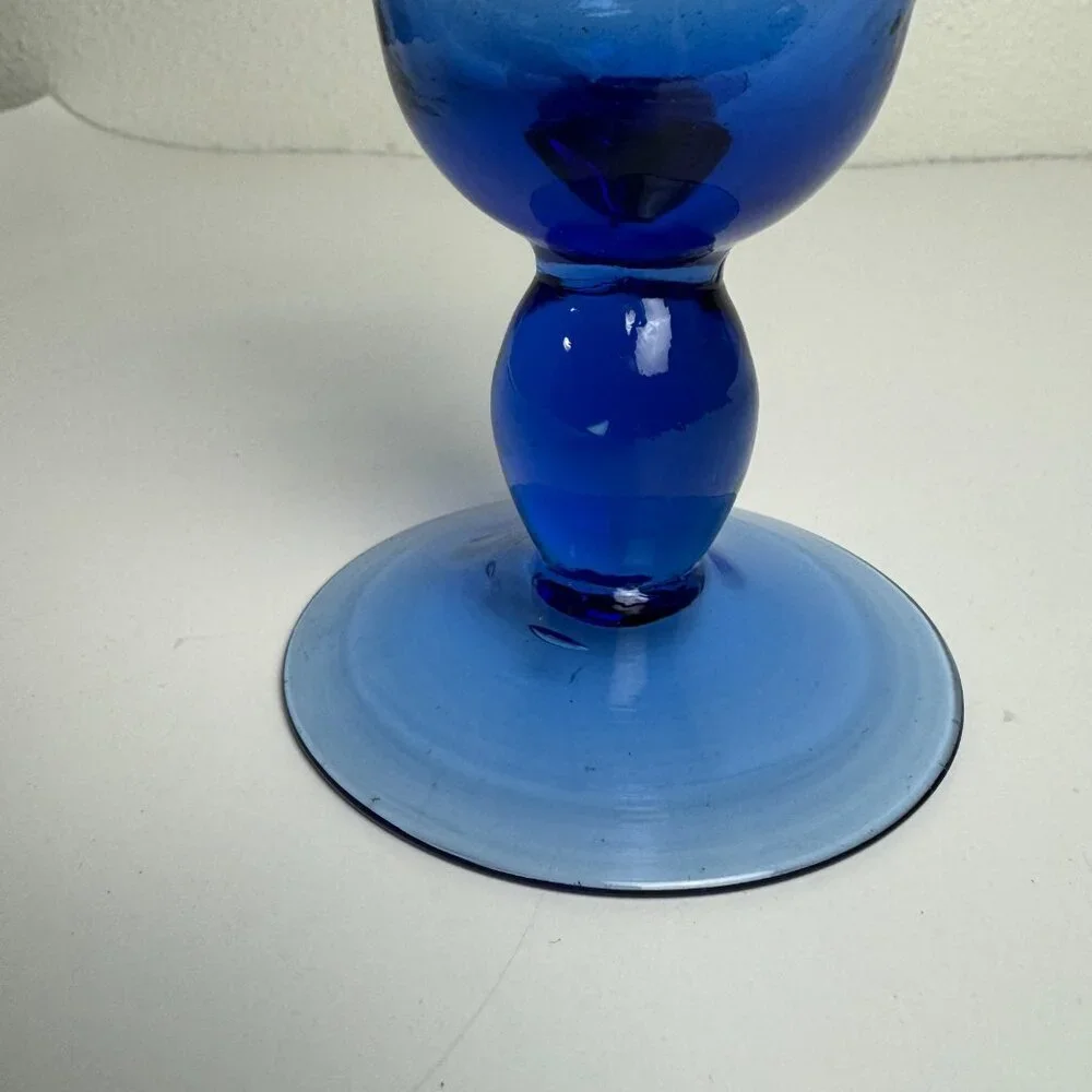 Vintage Blue Wine Glass Goblet